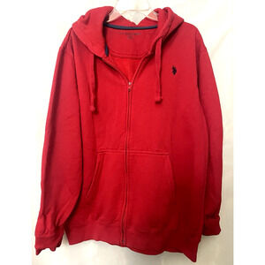 U.S. Polo Assn. Full Zip Hoodie Men's Size XXL Red 2 Pockets Blue Pony